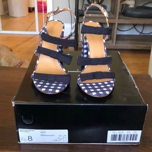 J.Crew Gigham Block Heels Size 8